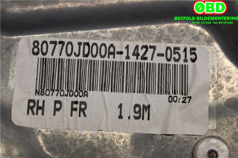 Ruteheis høyre foran til Nissan Qashqai 2007-2010 (Type I, Fase 1)  (NISSAN|80770JD00A|)