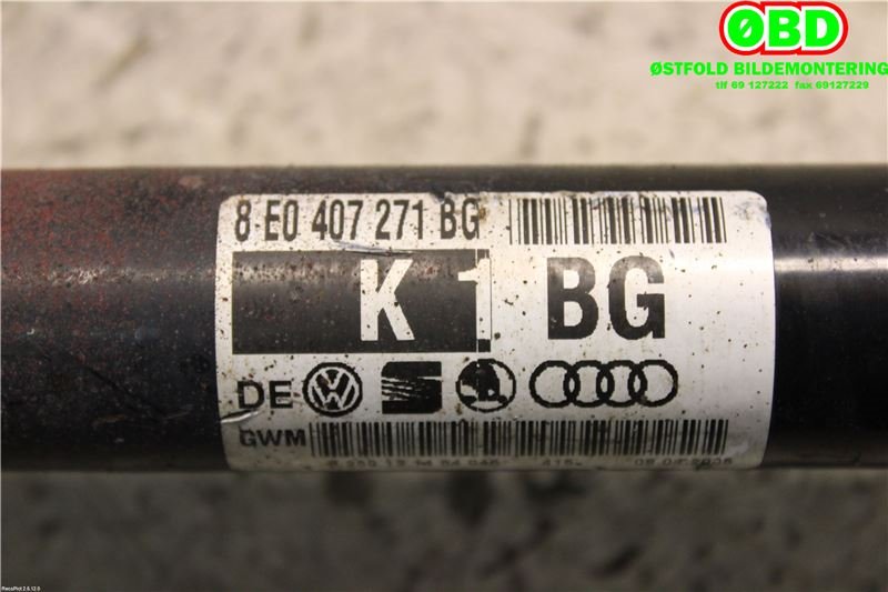 Drivaksel venstre foran til Audi A4 2004-2008 (Type III) (B7) (B7) (AUDI|8E0 407 271 BG||8E0407271BG)