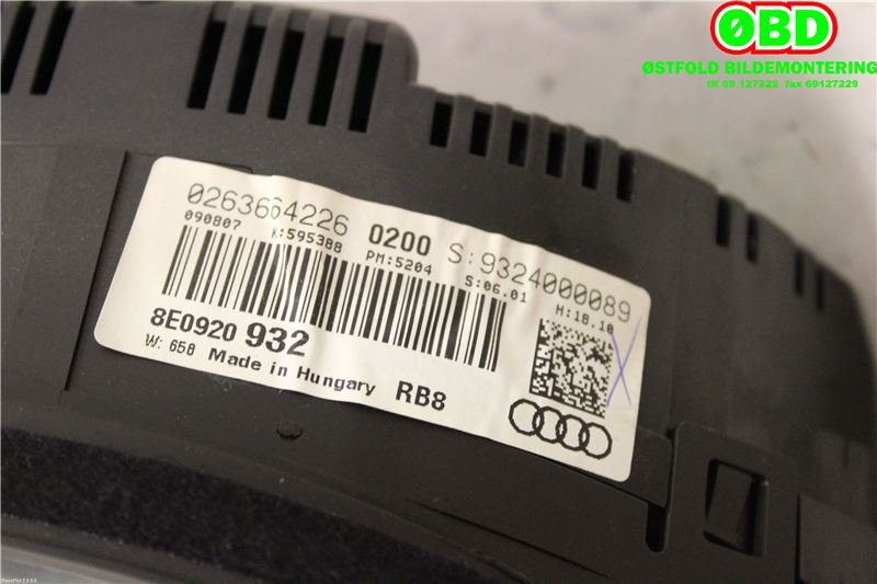 Instrumentpanel til Audi A4 2004-2008 (Type III) (B7) (B7) (AUDI|8E0920932X||8E0920932)