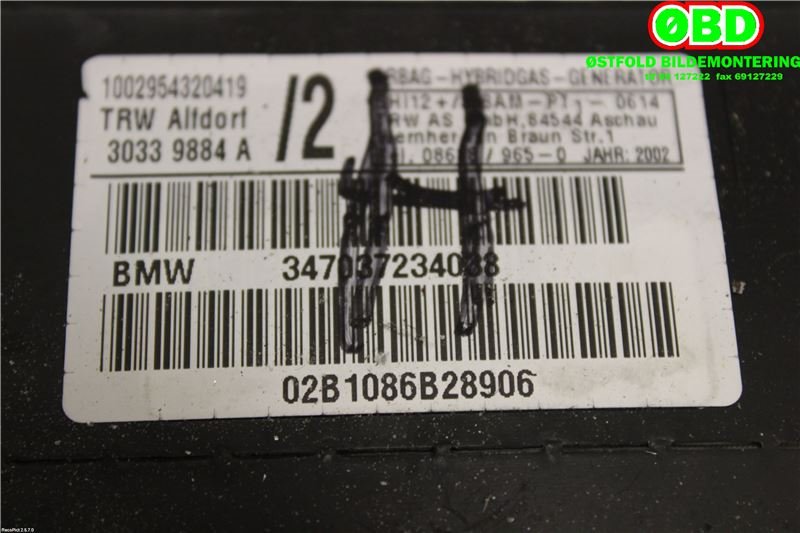 Airbag sidepute høyre til BMW 3-Serie 1998-2005 (E46) (E46) (BMW M3|)