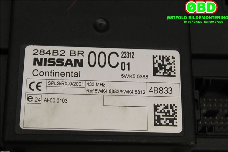 Styreenhet comfort (BCM) til Nissan Qashqai 2010-2014 (Type I, Fase 2)  (NISSAN|284B2BR02A||284B2BR00C)