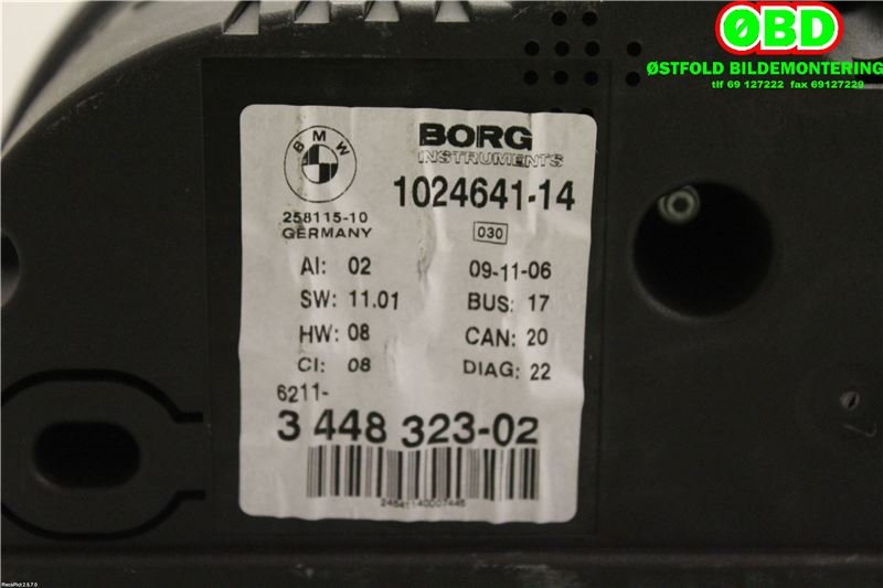 Instrumentpanel til BMW X3 2007-2010 (Fase 2) (E83) (E83) (BMW|62103451581|62113448323)