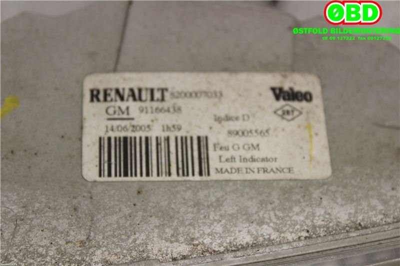 Blinklykt venstre til Opel Vivaro A 2001-2006  (OPEL|91166438|4408521|)