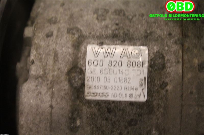 Aircondition kompressor til VW Polo 2009-2014 (Type V, Fase 1)  (VOLKSWAGEN|6Q0 820 808 F||6Q0820808F)