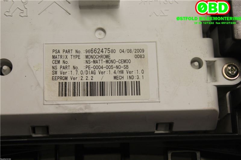 Instrumentpanel til Peugeot 3008 2009-2016 (Type I)  (PEUGEOT|6103Y4|9805170680|9666276380)