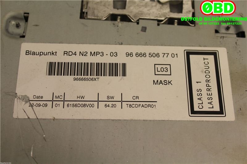 Bilstereo til Peugeot 3008 2009-2016 (Type I)  (PEUGEOT|6574 PV||9666650677)