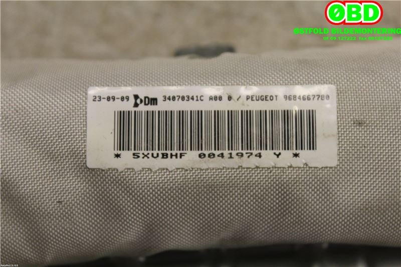 Airbag gardin høyre til Peugeot 3008 2009-2016 (Type I)  (PEUGEOT|8335WP||9684667780)