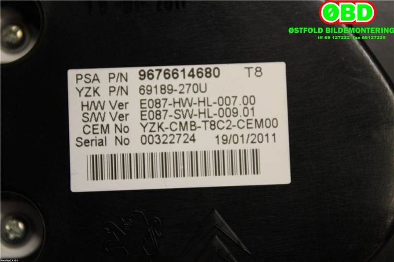 Instrumentpanel til Peugeot 5008 2010-2017 (Type I)  (PEUGEOT|9666626080|9805170680|9676614680)