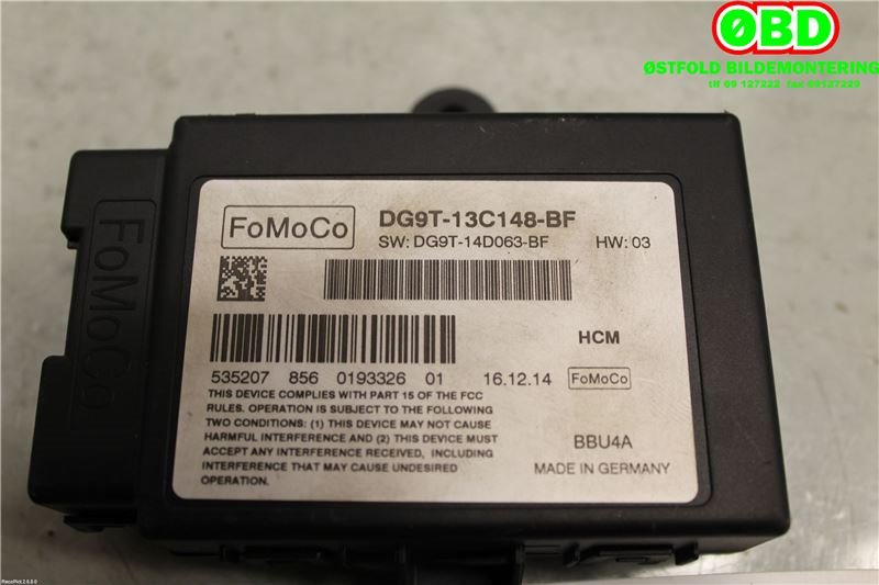 Styreenhet diverse til Ford Mondeo 2014-2019 (Type V, Fase 1)  (FORD|2032321||DG9T13C148BF)