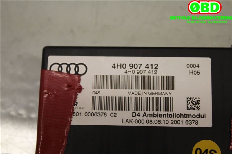 Styreenhet comfort (BCM) til Audi A8 2010-2013 (Type III, Fase 1)  (AUDI A 8|4H0 907 412||4H0907412)