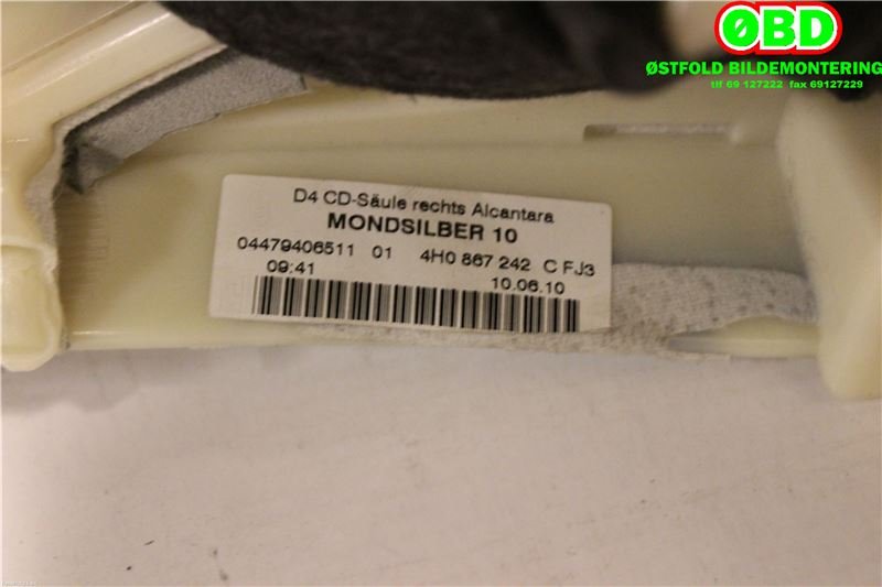 Innredning diverse til Audi A8 2010-2013 (Type III, Fase 1)  (AUDI A 8|4H0867242C||4H0867242CFJ3)