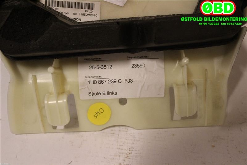 Innredning diverse til Audi A8 2010-2013 (Type III, Fase 1) (AUDI A 8|4H0867239C||4H0867239CFJ3)