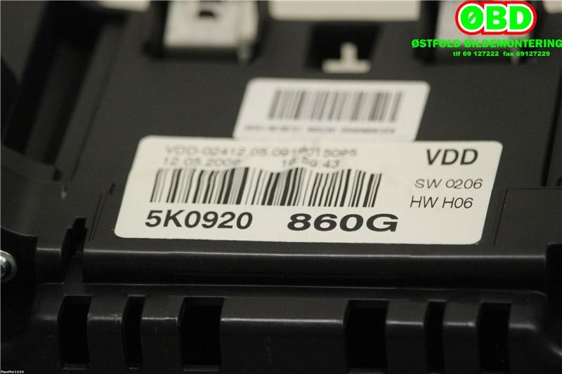 Instrumentpanel til VW Golf VI 2008-2012  (VOLKSWAGEN|5K0 920 860 G||5K0920860G)