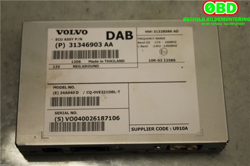Bilstereo diverse til Volvo V40 2012-2019  (VOLVO|31667303||31346903AA)