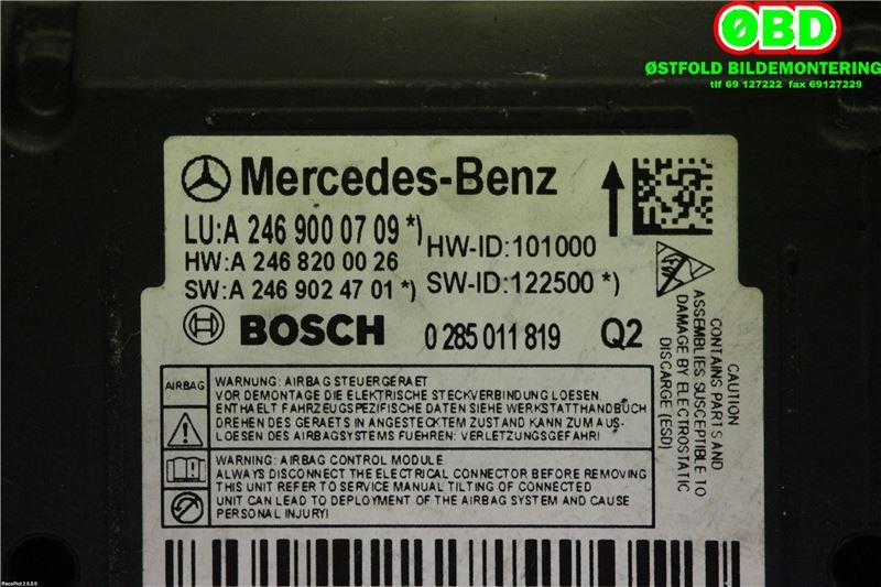 Airbag elektronikk til Mercedes B-Klasse 2011-2018 (W246) (W246) (MERCEDES|A 246 900 07 09||2469000709)