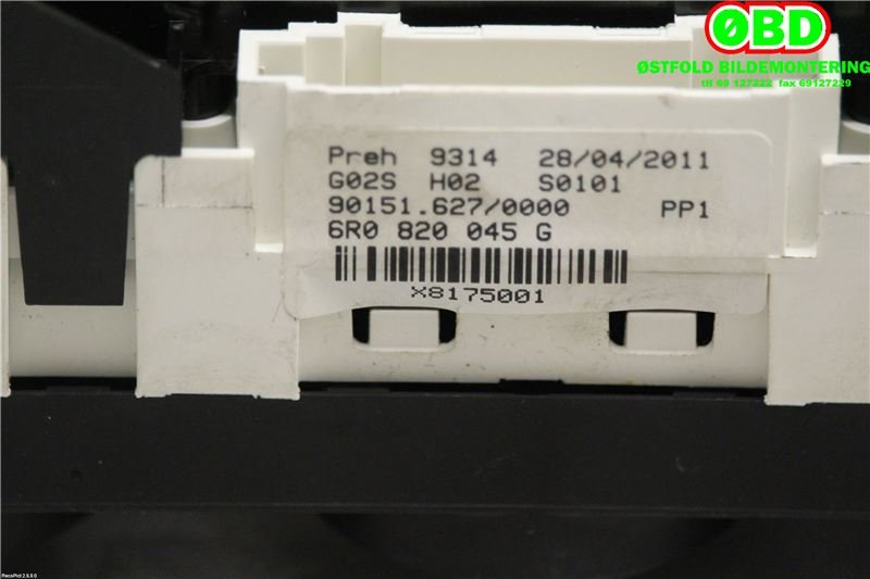 Varmeapparat betjening til VW Polo 2009-2014 (Type V, Fase 1) (VOLKSWAGEN|6R0 820 045 G||6R0820045G)