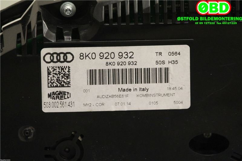 Instrumentpanel til Audi A4 2007-2014 (Type IV) (B8) (B8) (AUDI|8K0920932|)