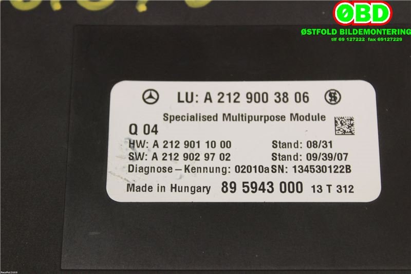 Styreenhet diverse til Mercedes B-Klasse 2011-2018 (W246) (W246) (MERCEDES|A 212 900 38 06|A 212 900 00 29|2129003806)