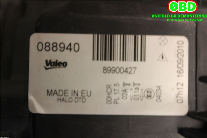 Frontlykt høyre halogen til Renault Laguna 2005-2007 (Type II, Fase 2)  (RENAULT|7701061671|)