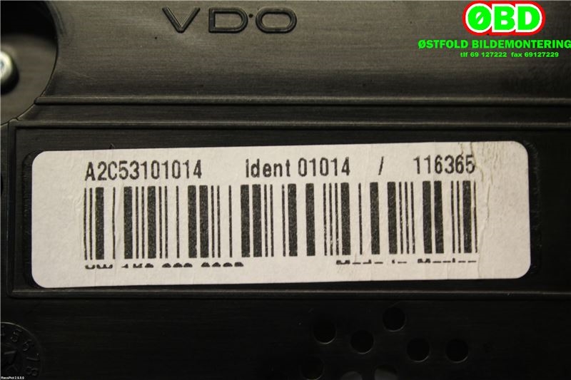 Instrumentpanel til VW Jetta 2005-2010  (VOLKSWAGEN|1K0 920 862 BX|)