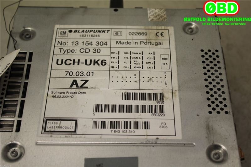 Bilstereo til Opel Astra H 2004-2009 (OPEL|93180958|6780211|13154304)