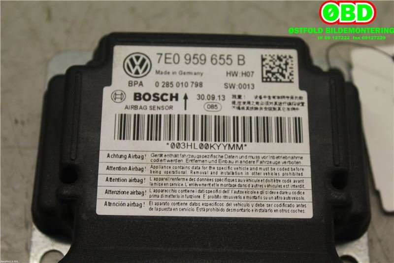 Airbag elektronikk til VW Caddy 2010-2015 (Type III, Fase 2)  (VOLKSWAGEN|7E0 959 655 B||7E0959655B)