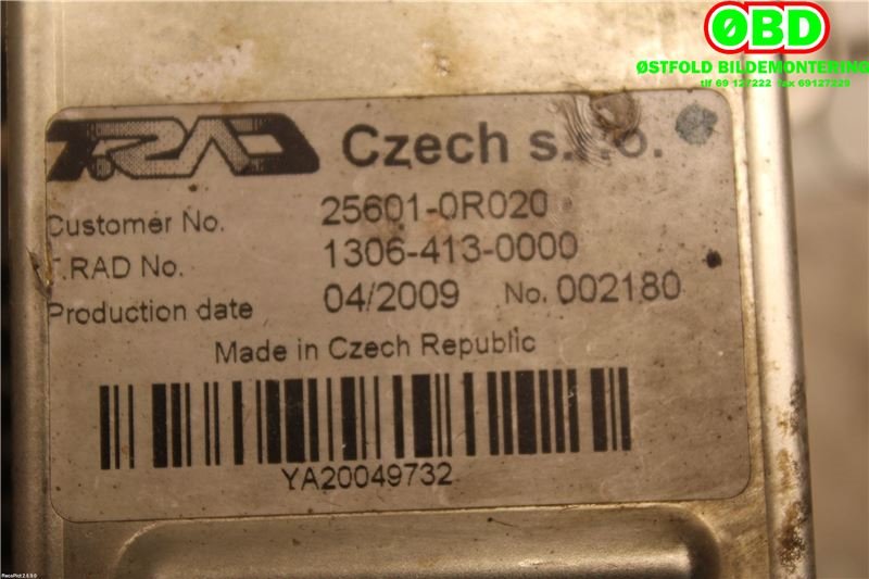 EGR-kjøler til Toyota Avensis 2009-2015 (Type III, Fase 1)  (TOYOTA|256010R020|)