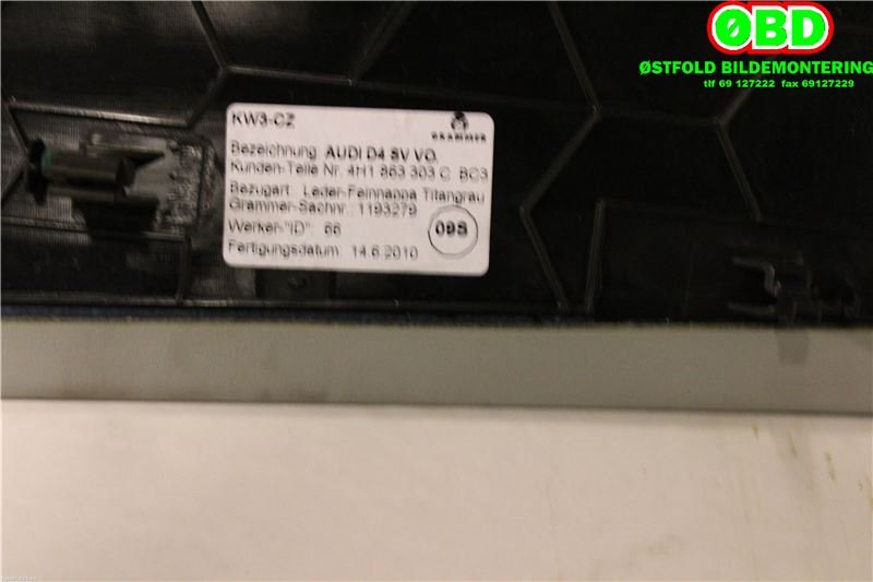 Innredning diverse til Audi A8 2010-2013 (Type III, Fase 1)  (AUDI A 8|4H1863303C||4H1863303CBC3)