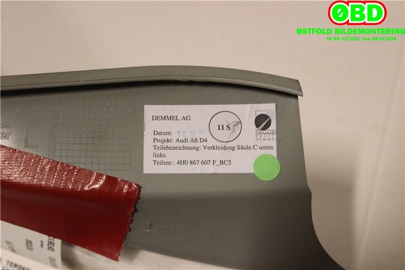 Innredning diverse til Audi A8 2010-2013 (Type III, Fase 1)  (AUDI A 8|4H0868289C||4H0868289CFJ3)