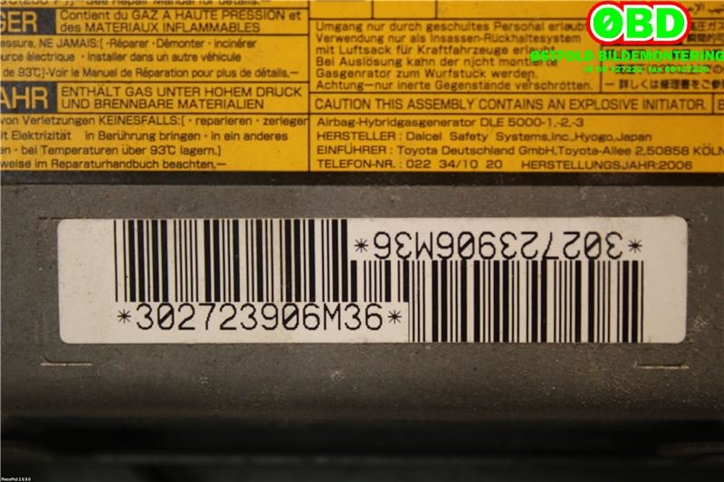 Airbag kne til Toyota RAV4 2006-2009 (Type III, Fase 1)  (TOYOTA|7390042010B0|)