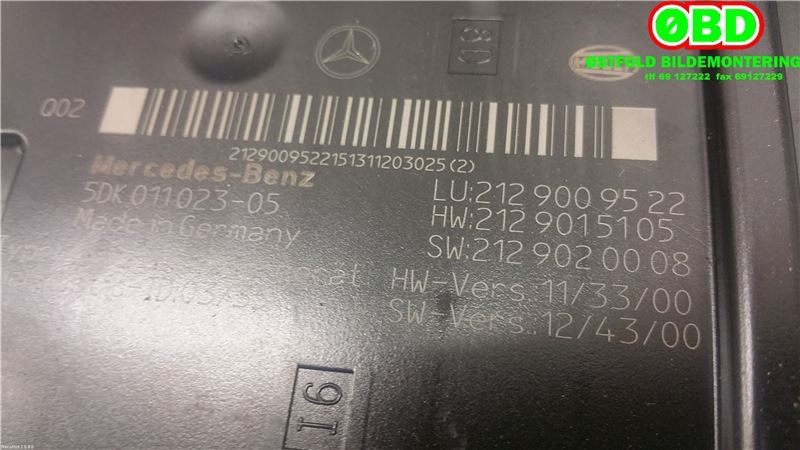 Sikringsboks til Mercedes E-Klasse 2013-2016 (Fase 2) (W212) (W212) (MERCEDES|A 212 900 97 22|5DK01102305|2129009522)