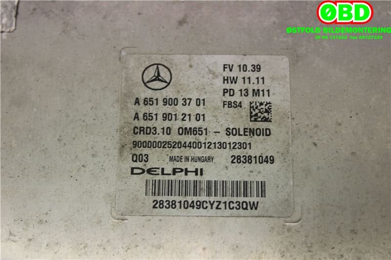Styreenhet motor til Mercedes E-Klasse 2013-2016 (Fase 2) (W212) (W212) (MERCEDES|A 651 900 37 01||6519003701)