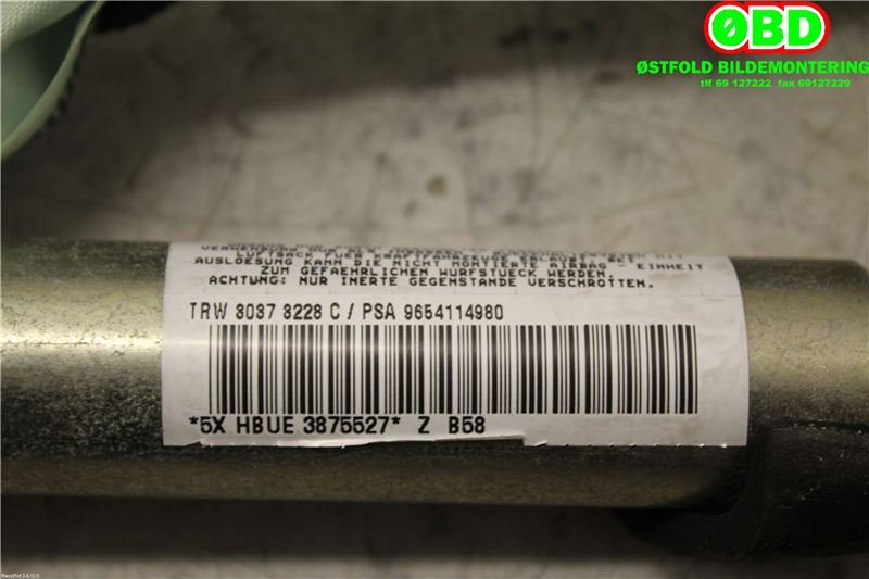 Airbag gardin høyre til Citroën C4, Picasso 2006-2013 (Type I)  (CITROEN|8216PR|9654114980)