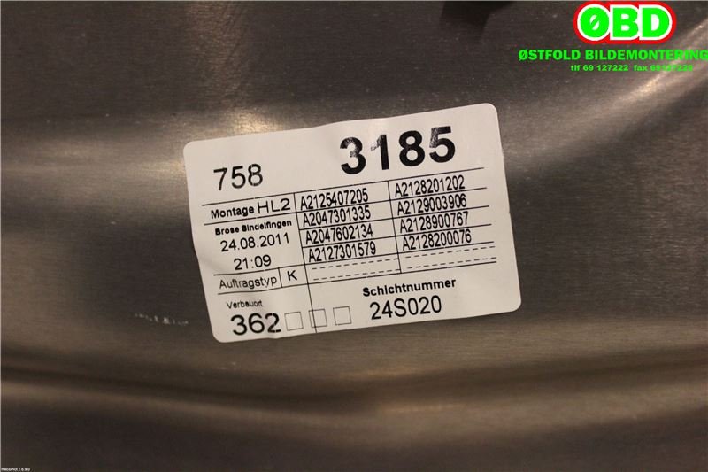 Ruteheis til Mercedes E-Klasse 2009-2013 (Fase 1) (W212) (W212) (MERCEDES|A 212 730 17 79|)