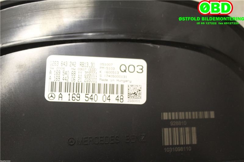 Instrumentpanel til Mercedes B-Klasse 2008-2011 (Fase 2) (W245) (W245) (MERCEDES|A 169 540 04 48|A 169 440 04 11|1695400448)