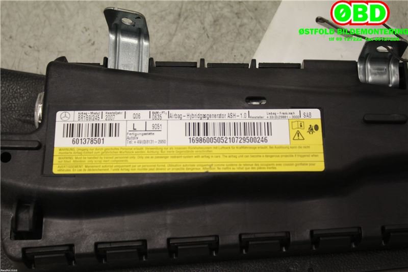 Airbag sidepute venstre til Mercedes B-Klasse 2008-2011 (Fase 2) (W245) (W245) (MERCEDES|A 169 860 05 05||1698600505)