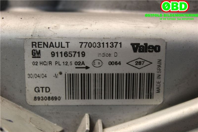 Frontlykt venstre halogen til Renault Trafic 2001-2006  (RENAULT|7700311371|91165719)