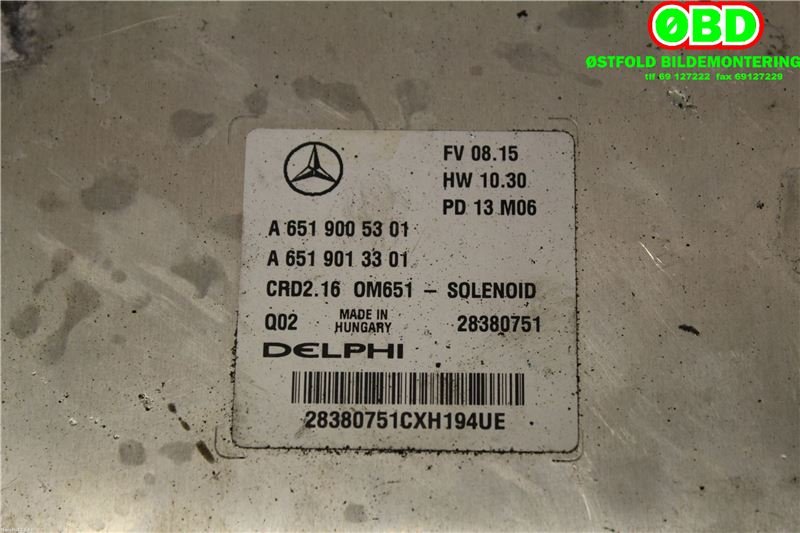 Styreenhet motor til Mercedes E-Klasse 2009-2013 (Fase 1) (W212) (W212) (MERCEDES|A 651 900 53 01||6519005301)