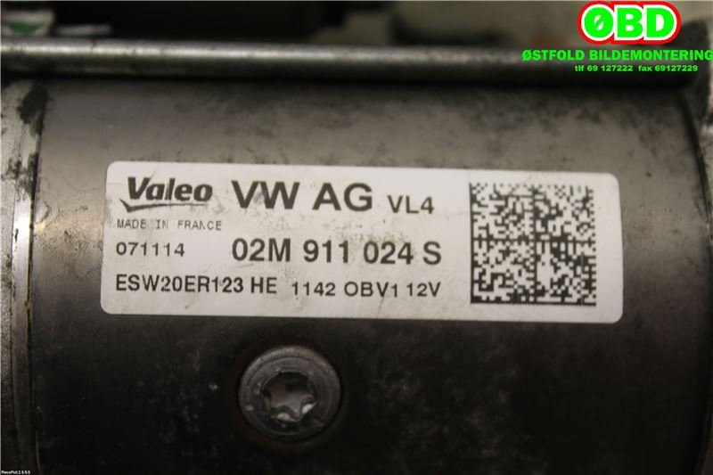 Starter diesel til VW Golf VII 2012-2017 (Fase 1)  (VOLKSWAGEN|02M 911 024 S|02M 911 024 B|02M911024S)