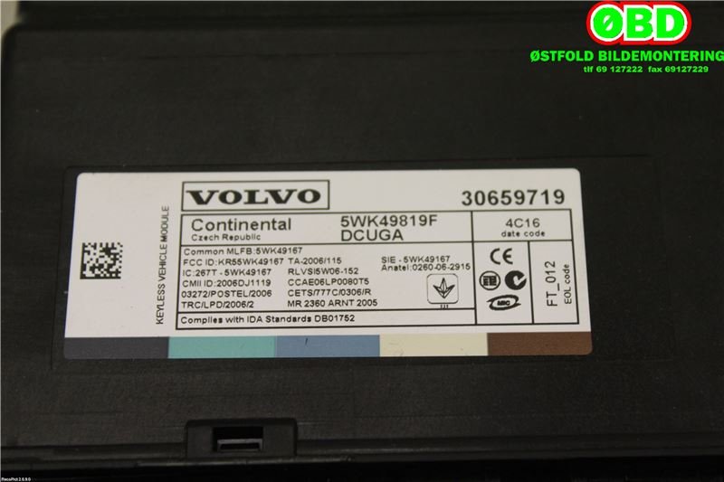 Styreenhet nøkkelfri/keyless til Volvo XC70 2014-2016 (Type II, Fase 2)  (VOLVO|30659958||30659719)