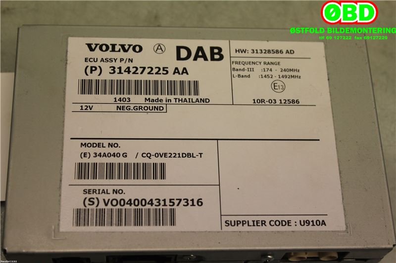 Bilstereo diverse til Volvo XC70 2014-2016 (Type II, Fase 2)  (VOLVO||31427225AA)