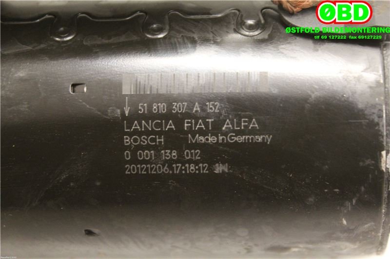 Starter diesel til Fiat Doblo 2010-->> (Type II)  (1.3 Multijet 26|51810307|51916170|0001138012)