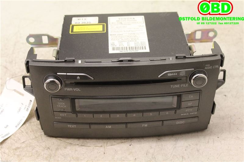 Bilstereo til Toyota Auris 2007-2010 (Type I, Fase 1) (TOYOTA|8612002520|)