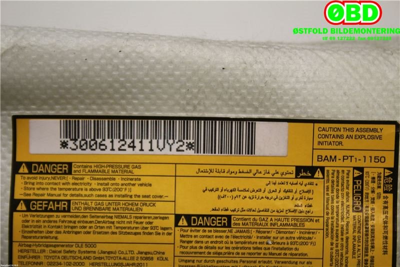 Airbag sidepute høyre til Toyota Urban Cruiser 2009-2014  (TOYOTA|)