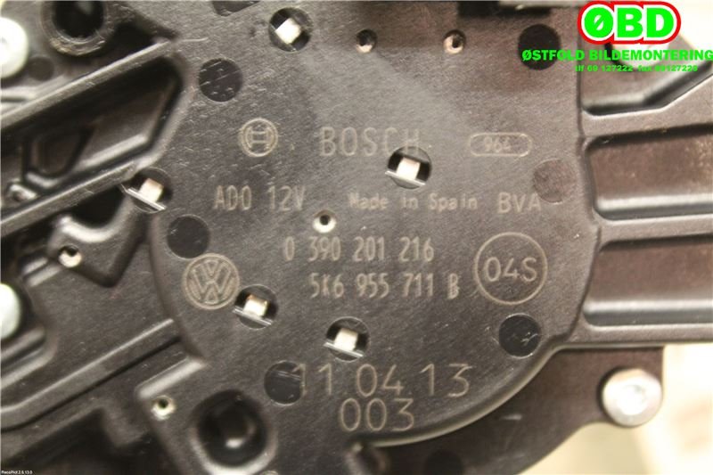 Viskermotor bakrute til VW Polo 2009-2014 (Type V, Fase 1)  (VOLKSWAGEN|5K6 955 711 B||5K6955711B)