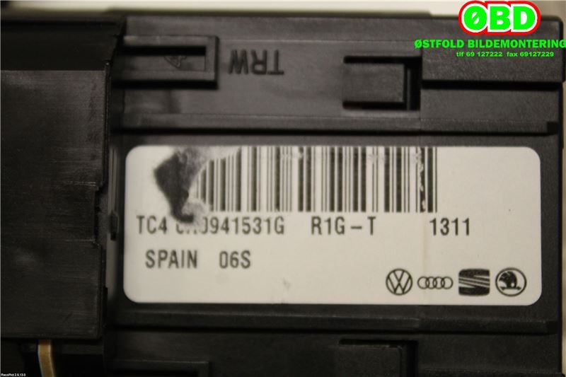 Bryter lys til VW Polo 2009-2014 (Type V, Fase 1)  (VOLKSWAGEN|6R0 941 531 G||6R0941531G)