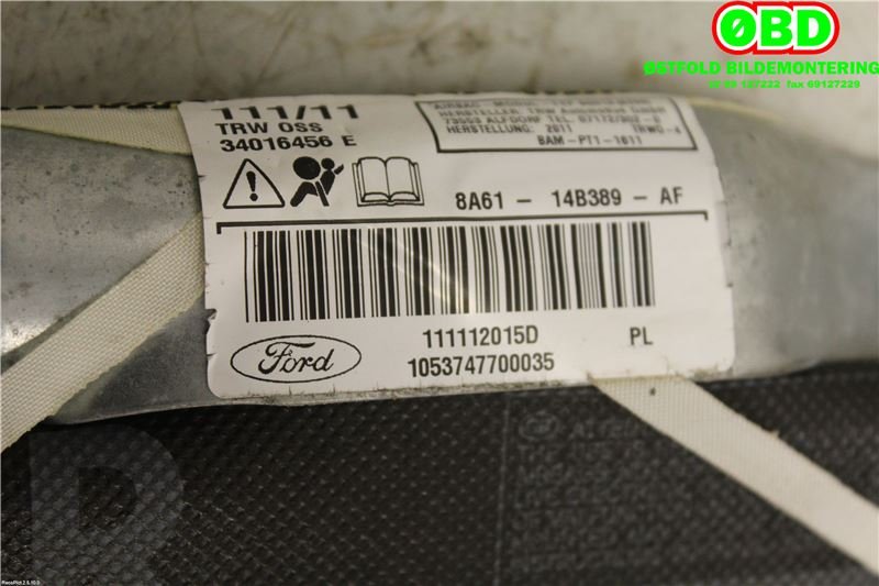 Airbag gardin høyre til Ford Fiesta 2008-2012 (Type VI, Fase 1)  (FORD|1846030||8A6114B389AF)
