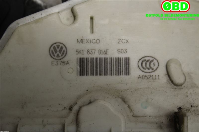 Låsekasse høyre foran til VW Golf VII 2012-2017 (Fase 1)  (VOLKSWAGEN|5K1 837 016 E|5K1 837 016 J|5K1837016E)