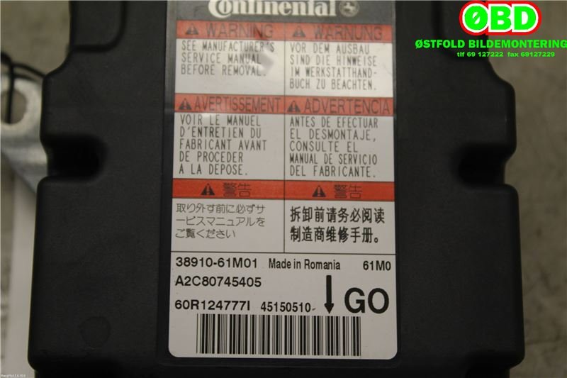 Airbag elektronikk til Suzuki SX4 S-CROSS 2013-->> (Type II)  (SUZUKI||38910-61M01)