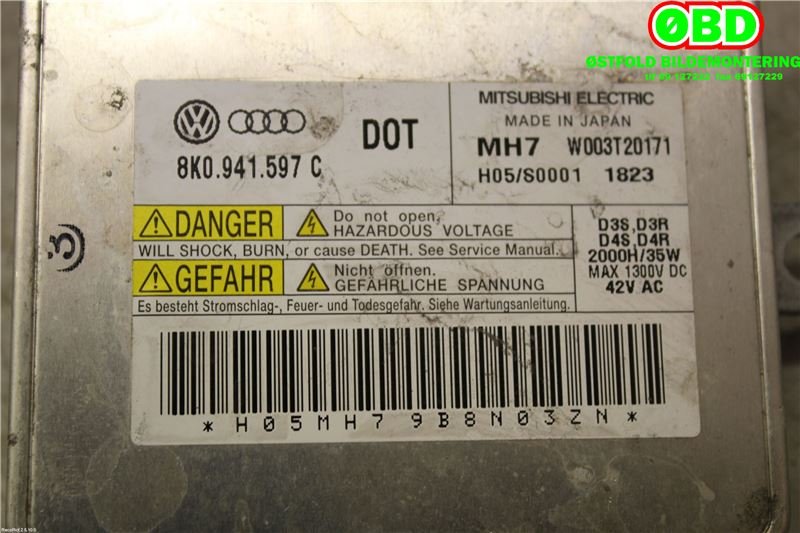 Styreenhet xenon/ballast til VW Tiguan 2011-2016 (Type I, Fase 2)  (VOLKSWAGEN|8K0 941 597 E|W003T20171|8K0941597C)